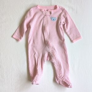 carter's ribbed pink dotted 2-way zipper footie sleeper pajamas 3 months baby